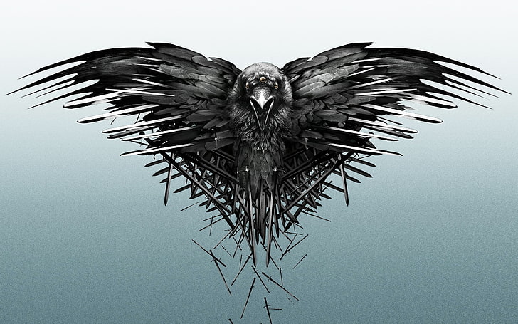 black bird illustration, Raven, game of thrones, Peter Dinklage, Lena Headey, Nikolaj Coster-Waldau, Michelle Fairley, HD wallpaper