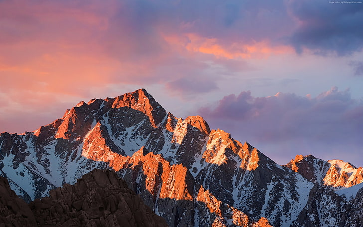 Планини macos sierra sky-Landscape Theme Wallpap .., покрита със сняг планина, HD тапет