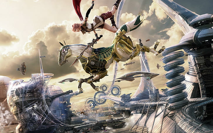 Final Fantasy XIII, final fantasy lightning and odin wallpaper, fantasy, final, xiii, games, HD wallpaper