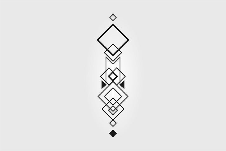 ilustracja czarne plemienne logo, wektor, abstrakcja, minimalizm, geometria, tatuaż, Tapety HD