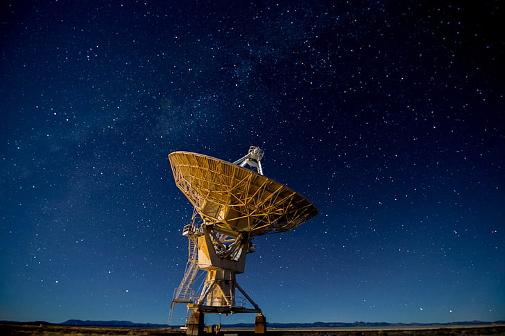 space, stars, hills, antenna, silhouette, The Milky Way, New Mexico, United States, Very Large Array, HD wallpaper