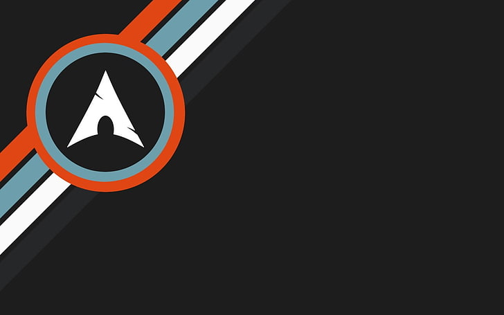 logo putih segitiga, abu-abu, dan oranye, Linux, Arch Linux, Wallpaper HD