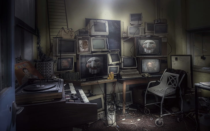verfallender, alter Computer, verlassenes Gebäude, HD-Hintergrundbild