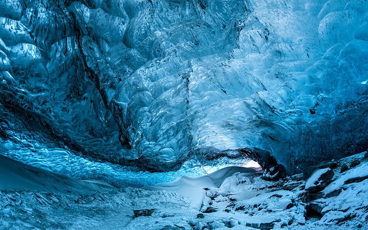 Прекрасная ледяная пещера, пещера, лед, HD обои