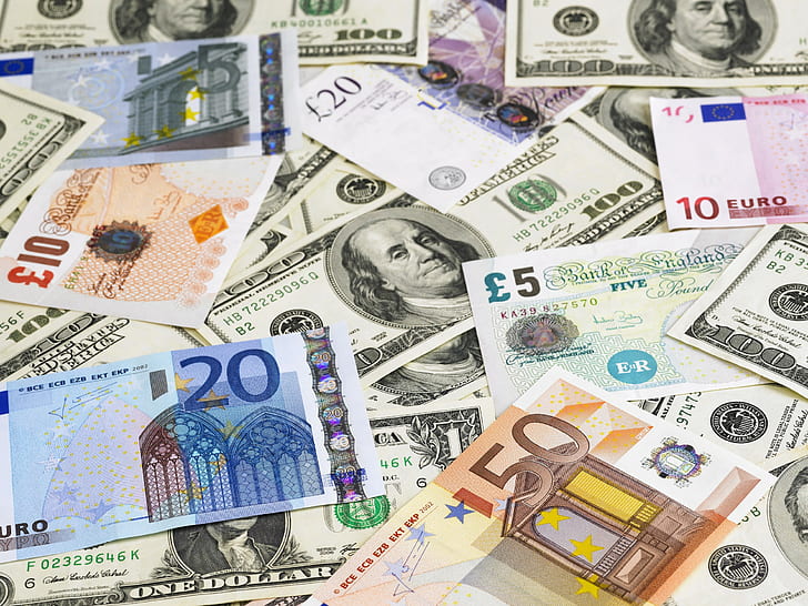 お金、紙、通貨、ユーロ、ドル、 HDデスクトップの壁紙