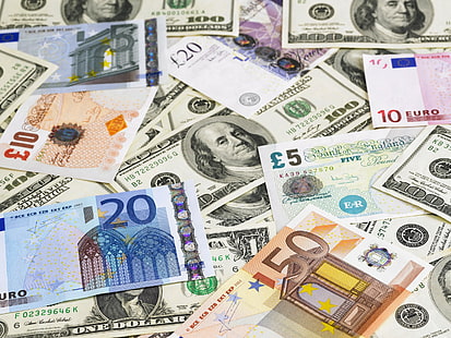 argent, papier, monnaie, euros, dollars, Fond d'écran HD HD wallpaper