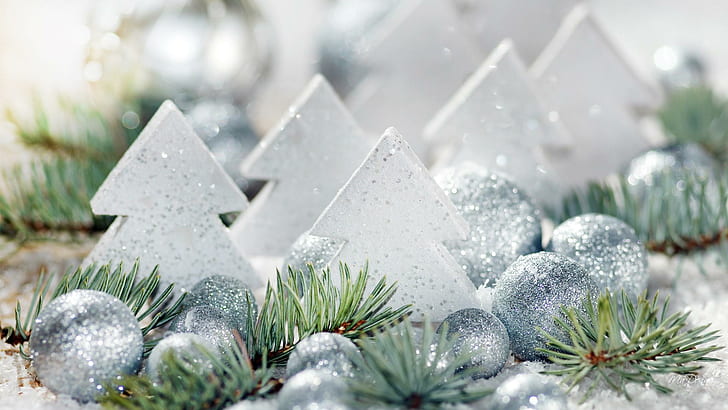 休日の装飾、ボール、クリスマス、シャイン、フェリスナヴィダード、トウヒ、木、雪、装飾、光、冬、クリスマス、 HDデスクトップの壁紙
