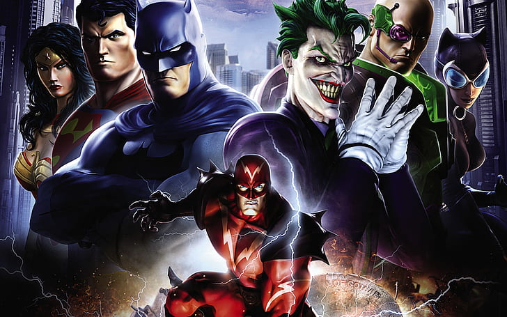 Helden Comics Joker Held Batman Held Superman Wonder Woman Flash Wallpaper Hintergrund, HD-Hintergrundbild