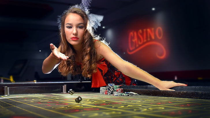 casino, clasico, dados, juego, jugando, mujer, HD wallpaper