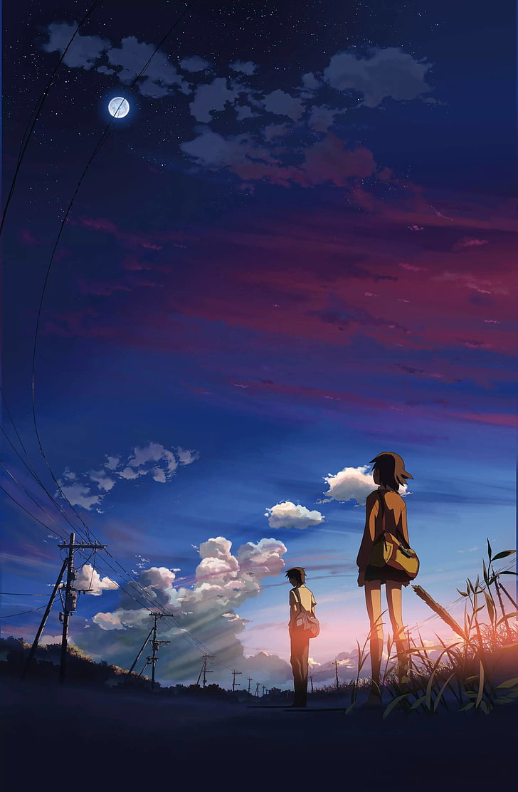 ilustração dos desenhos animados, 5 centímetros por segundo, anime, Makoto Shinkai, HD papel de parede, papel de parede de celular