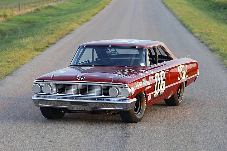 1964, cars, ford, galaxie, nascar, racecars, HD wallpaper
