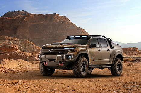 Chevrolet Colorado ZH2, sel bahan bakar hidrogen, truk tentara, tentara AS, HD, Wallpaper HD HD wallpaper