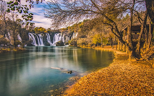 Kravice vattenfall i Bosnien Hercegovina höstlandskap fotografi Hd tapeter för tabletter Gratis nedladdning Bästa Hd skrivbordsunderlägg 3840 × 2400, HD tapet HD wallpaper