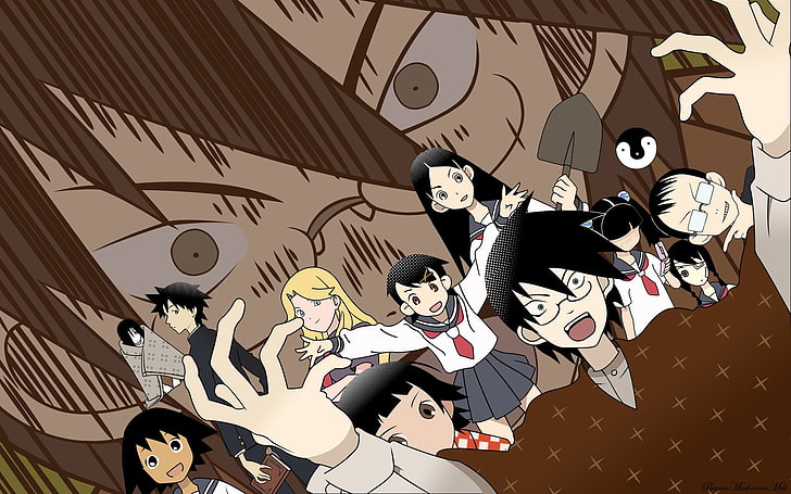 Anime, Sayonara, Zetsubou-Sensei, Abiru-Kobushi, Chiri-Kitsu, Jun-Kudo, Kaere-Kimura, Kafuka-Fuura, Kagerou-Usui, Kiri-Komori, Matoi-Tsunetsuki, Meru-Otonashi, Nozomu-Itoshiki, Tarou-Sekiutsu, HD-Hintergrundbild