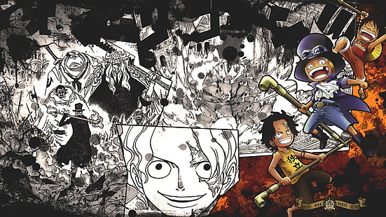 Anime, One Piece, Affe D. Ruffy, Portgas D. Ace, Sabo (One Piece), HD-Hintergrundbild HD wallpaper
