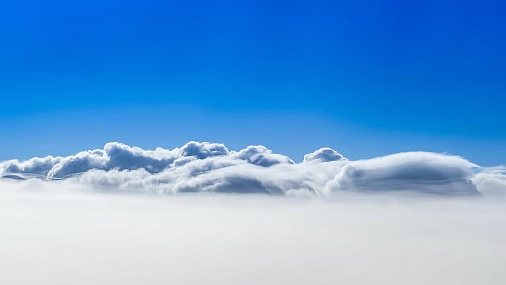 clouds, blue sky, 4K, sky, landscape, blue, white, clouds, blue sky, 4k, sky, landscape, blue, white, HD wallpaper