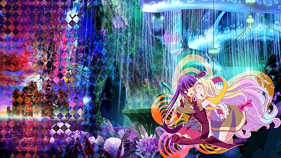 Illustration mit zwei weiblichen Zeichentrickfiguren, No Game No Life, Anime, Zell Chlammy, Fiel Nilvalen, Nilvalen Feel, HD-Hintergrundbild HD wallpaper