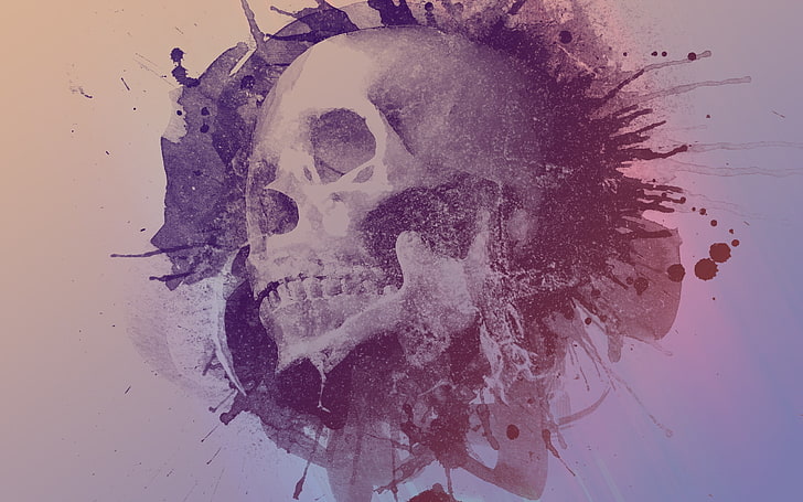 skull, abstract, artwork, HD wallpaper