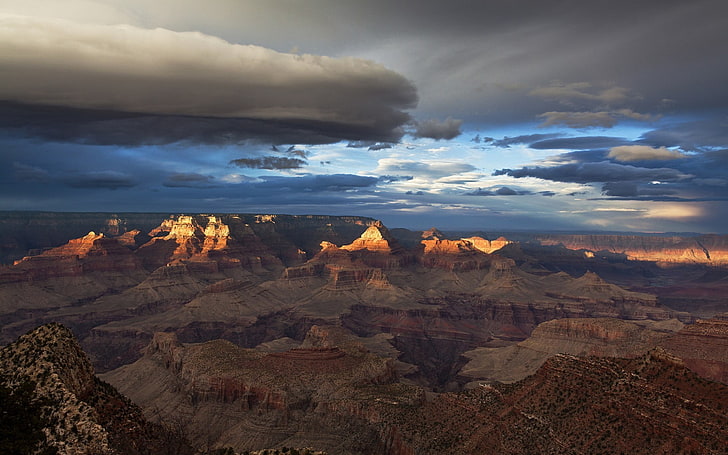 Grand Canyon, Phoenix Arizona, landscape, nature, mountains, clouds, sky, HD wallpaper