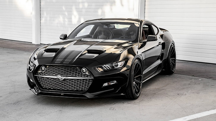 black car, Ford Mustang GT, car, HD wallpaper