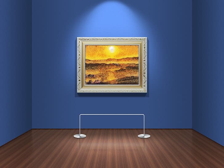 art gallery, oil painting, picture frames, HD wallpaper