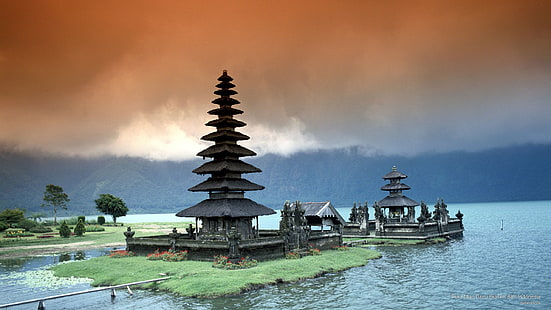 Pura Ulun Danu Bratan, Bali, Indonesia, Asia, Wallpaper HD HD wallpaper