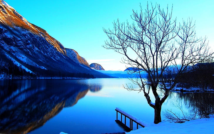 Lago azul puro, puro, azul, lago, Fondo de pantalla HD