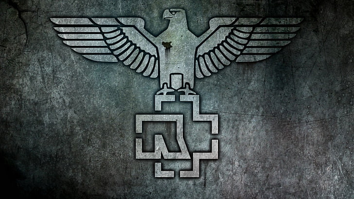 grey eagle logo, Rammstein, Germany, eagle, HD wallpaper