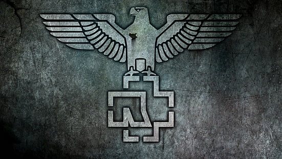 회색 독수리 로고, 람 스타 인, 독일, 독수리, HD 배경 화면 HD wallpaper