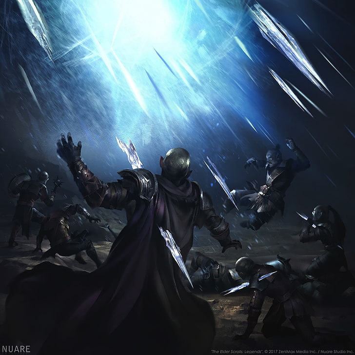 Плакат The Elder Scrolls, фэнтези-арт, магия, воин, рыцарь, HD обои