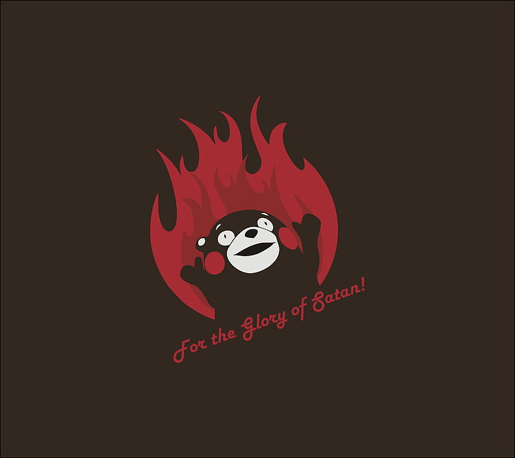 illustrazione dell'orso nero e rosso, telefono, smartphone, kumamon, fuoco, Satana, Sfondo HD