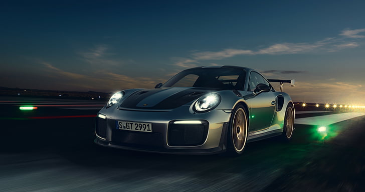 coche gris de lujo, Porsche 911 GT2 RS, 4K, Fondo de pantalla HD