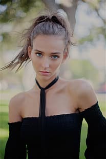 Rachel Cook, donna, modella, occhi azzurri, donna all'aperto, bruna, Sfondo HD HD wallpaper