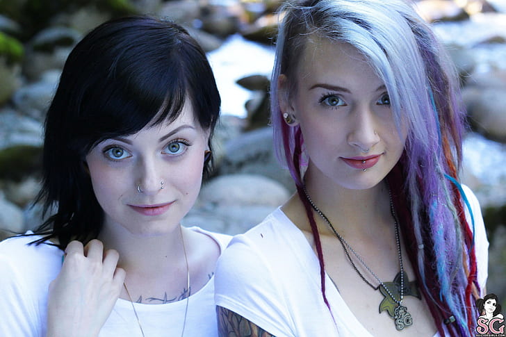 women, piercing, Stormyent Suicide, tattoo, Ceres Suicide, looking at viewer, Suicide Girls, HD wallpaper