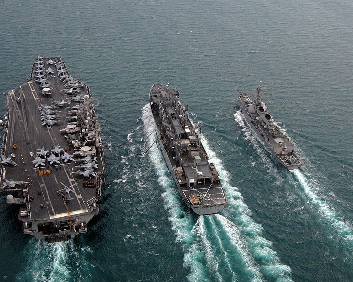 kapal induk hitam, Angkatan Laut Amerika Serikat, kapal induk, Destroyer, militer, kendaraan, Wallpaper HD