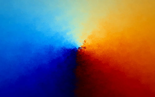 Mélange de couleurs, papier peint orange-bleu et orange, orange, flou, couleur, 3d et abstrait, Fond d'écran HD HD wallpaper