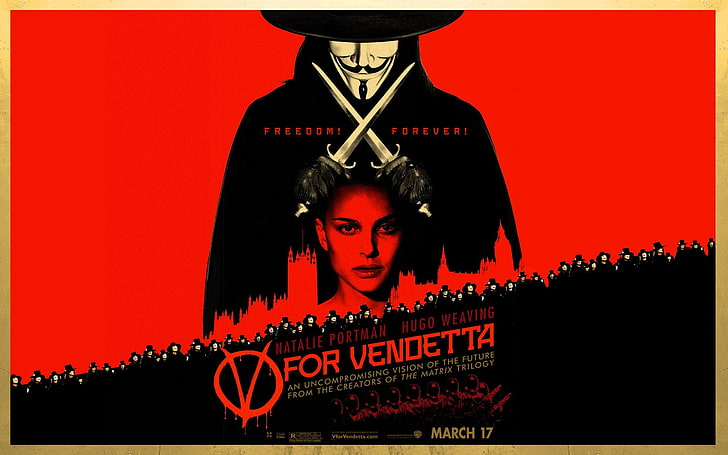 V для Vendetta постер, V для Vendetta, анонимный, красный, фильмы, постер фильма, HD обои
