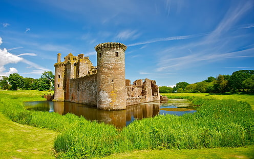 castillo, castillo de Caerlaverock, Escocia, Fondo de pantalla HD HD wallpaper