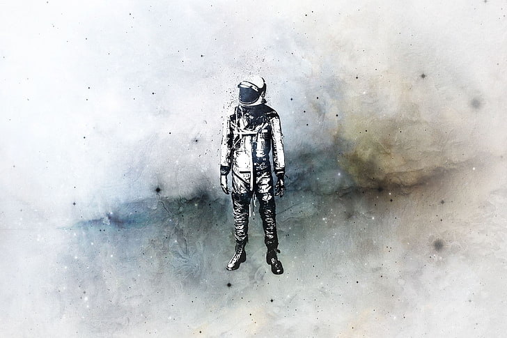 ilustrasi astronot, astronot, luar angkasa, sendirian, isolasi, Wallpaper HD