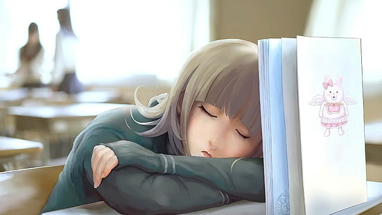 アニメ、アニメの女の子、七海千秋、ダンガンロンパ、寝ている、 HDデスクトップの壁紙 HD wallpaper
