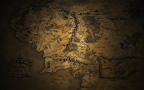 J.R.R.Mapa da Terra Média de Tolkien, O Senhor dos Anéis, Senhor dos Anéis, HD papel de parede HD wallpaper