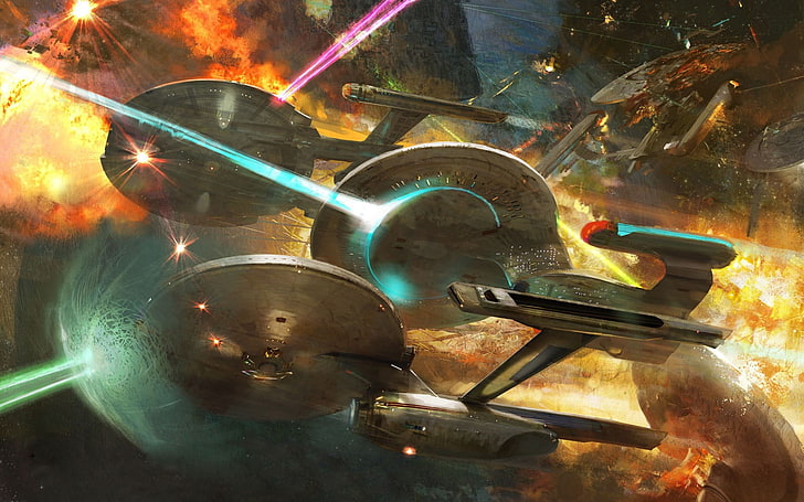 Star Trek spaceship illustration, Star Trek, science fiction, spaceship, video games, Star Trek Legacy, HD wallpaper