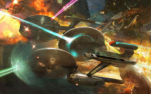 Ilustracja statku kosmicznego Star Trek, Star Trek, science fiction, statek kosmiczny, gry wideo, Star Trek Legacy, Tapety HD HD wallpaper