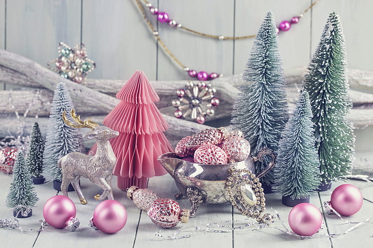 decoration, balls, tree, New Year, Christmas, gifts, happy, vintage, Merry Christmas, Xmas, gift, holiday celebration, HD wallpaper