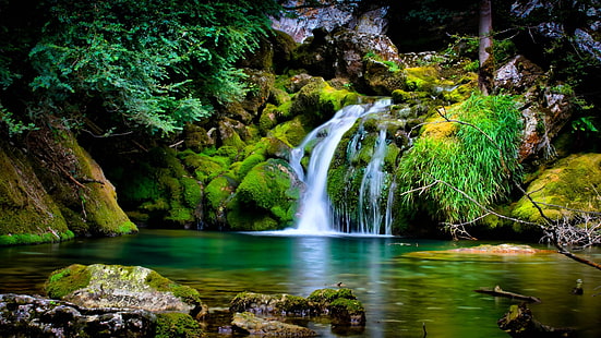 природа пейзаж водопад 3d, HD тапет HD wallpaper