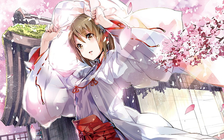 wanita mengenakan wallpaper karakter anime kimono, gadis anime, Wallpaper HD