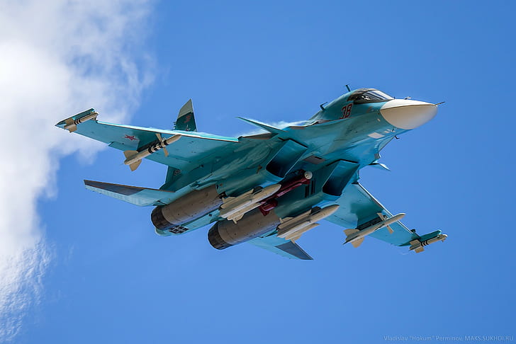 aeronaves, aviões militares, Sukhoi Su-34, exército russo, exército, veículo, HD papel de parede