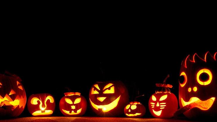 Fond d'écran numérique Jack-o-lantern, citrouille, Halloween, Fond d'écran HD