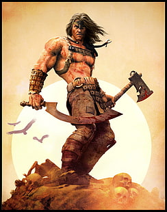 Конан-варвар 4000x5086 Видеоигры Age of Conan HD Art, Конан-варвар, HD обои HD wallpaper