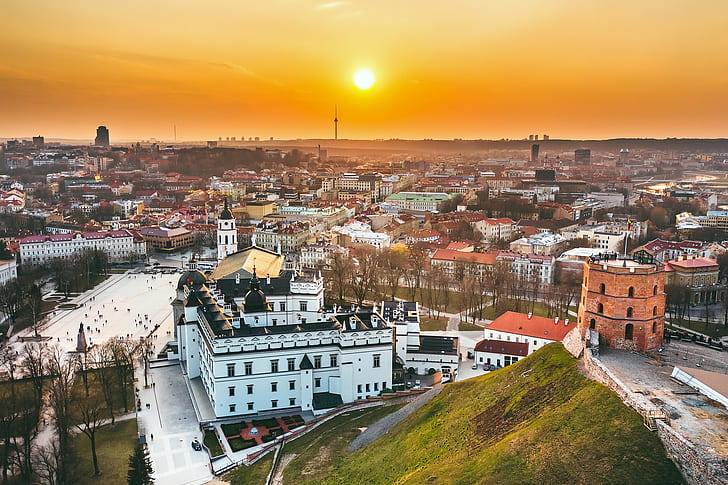 Lituania, Vilnius, el castillo de Gediminas, el palacio, Fondo de pantalla HD